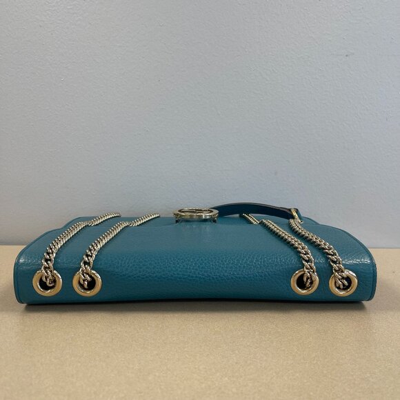 Gucci Interlocking G Crossbody Bag in Blue Pebbled Leather - Preowned - Picture 3 of 16